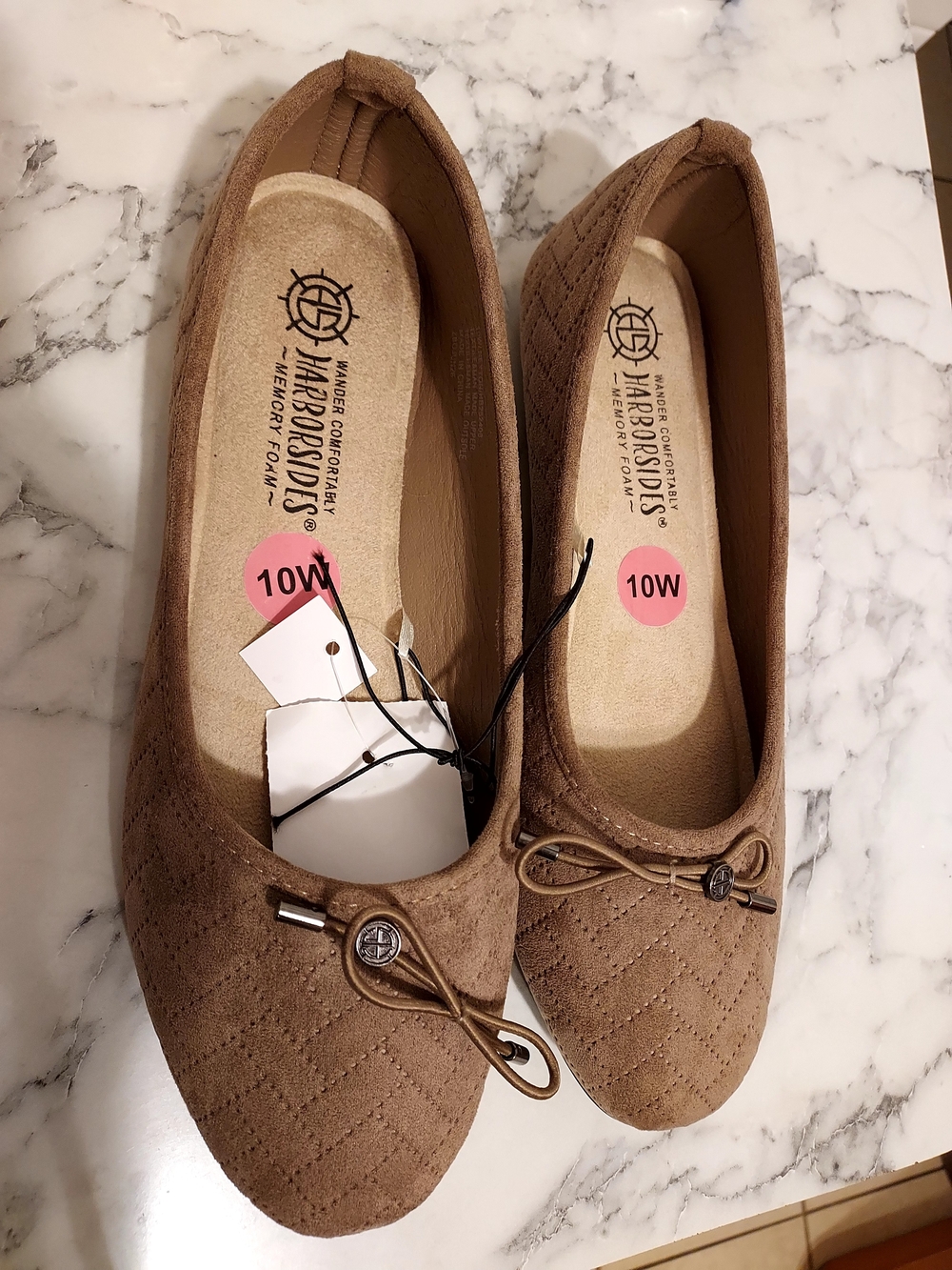 AEROSOLES Brown Quilted Ballet Flats with Bow Detail